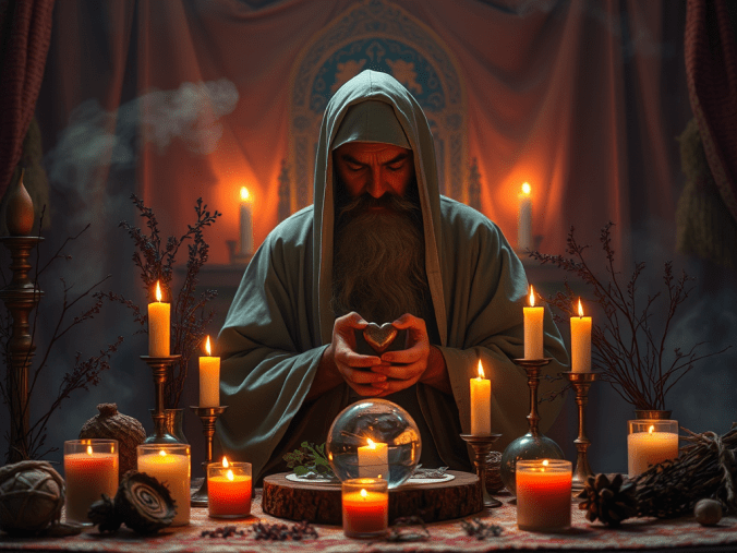 Rituel de retour affectif illustrant une démarche spirituelle pour retrouver son ex, favoriser la réconciliation et raviver les sentiments.