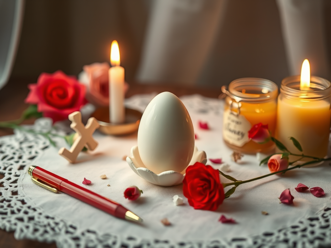 Rituels d'œuf pour retrouver l'amour perdu illustrant une pratique symbolique liée à la réconciliation amoureuse et aux émotions.
