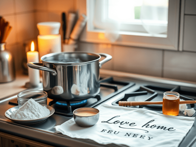 Rituel de l'eau bouillante pour ramener l'amour avec un chaudron d'eau fumante, des bougies allumées, des roses rouges, des cristaux et une ambiance spirituelle symbolisant le retour affectif et le renouveau sentimental.