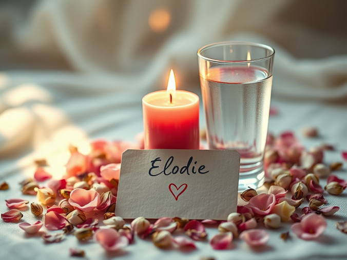Rituel de magie blanche témoignage d'un amour retrouvé avec des bougies blanches, une rose rouge, une lettre d'amour, des cristaux et une ambiance spirituelle symbolisant l'harmonie sentimentale.
